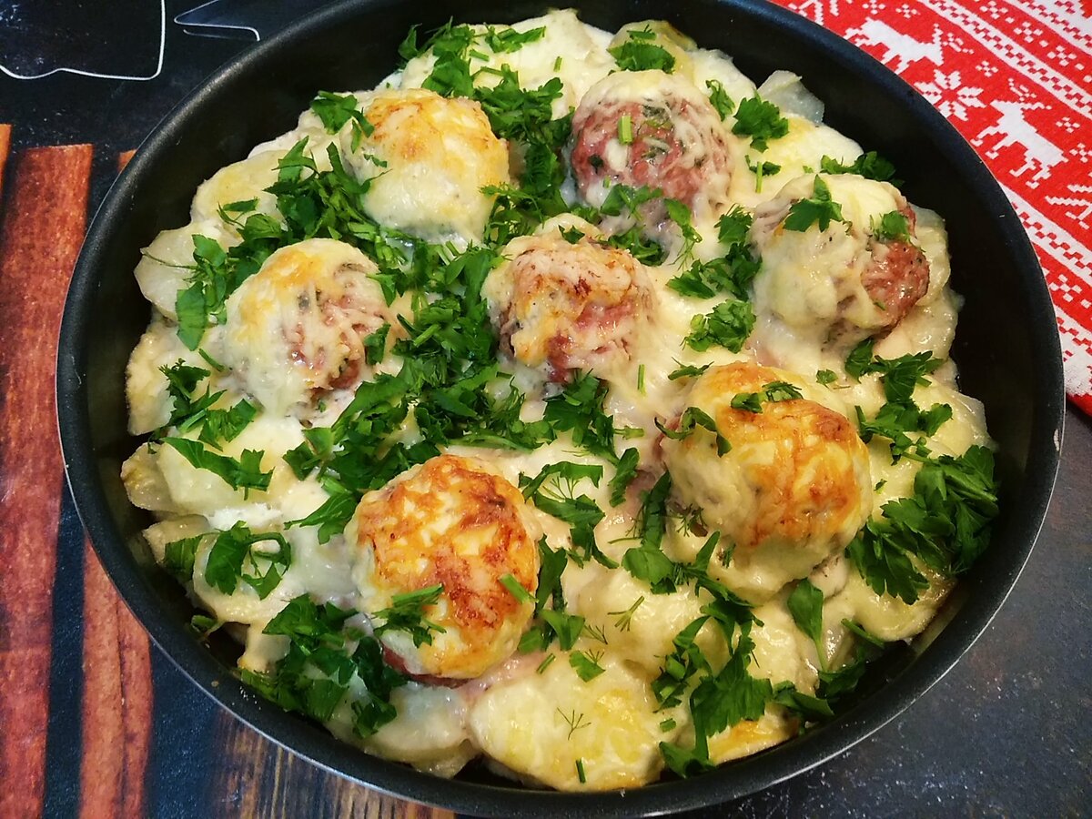 Фрикадельки с картошкой в духовке рецепт с фото пошагово