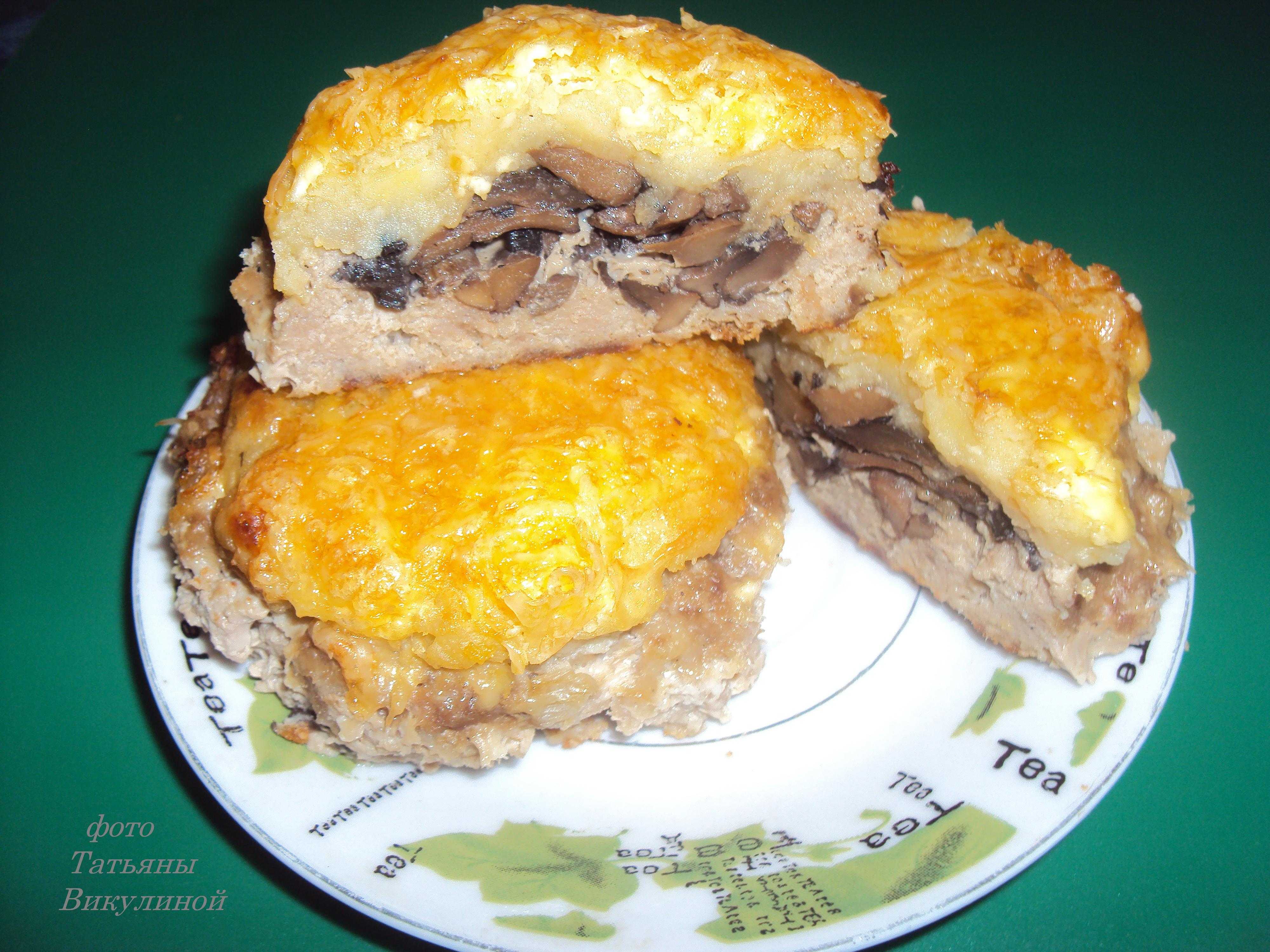 Мясные гнезда из фарша с грибами и сыром в духовке | простые рецепты с фото